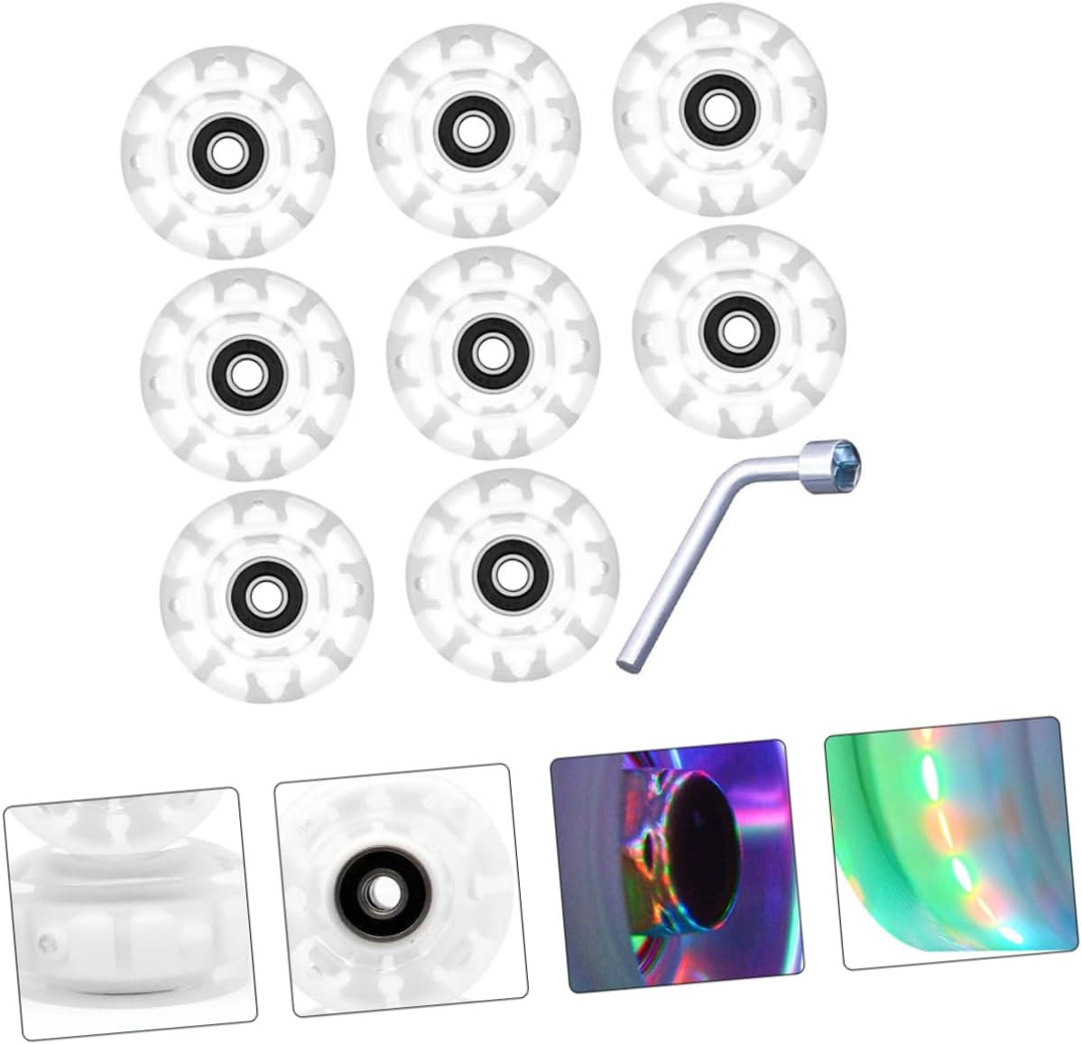 Glowing Roller Skate Wheels Double Row Pu Light-up Wheels with Bearings for Enhanced Performance and Grip Outdoor Surfaces