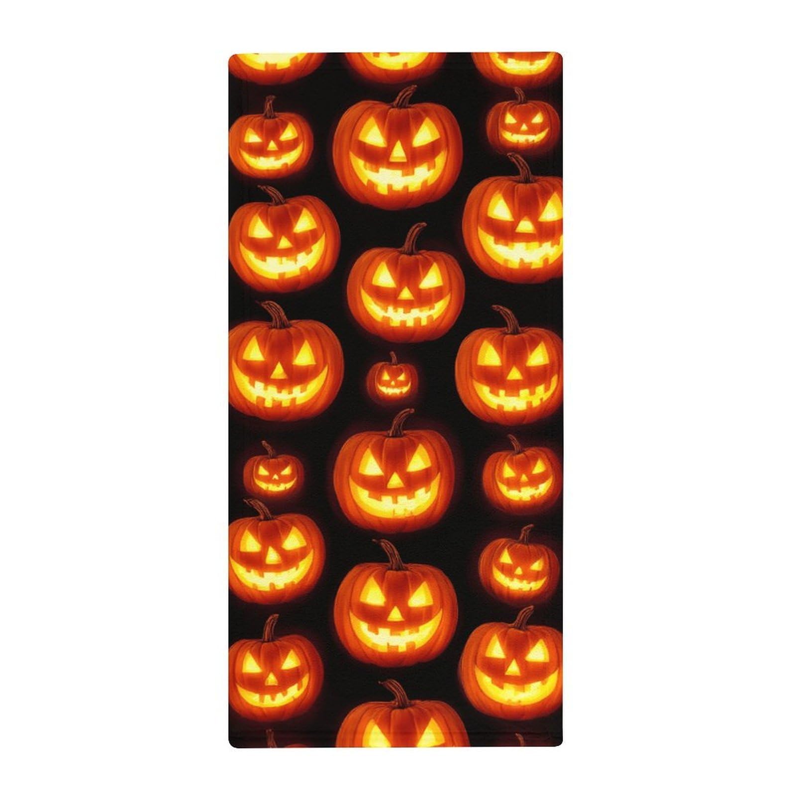 Anceky Premium Absorbent Fingertip Towels, Pumpkin Face Lightweight Decorative Face Towels for Kitchen, Travel & Luxury Hotels