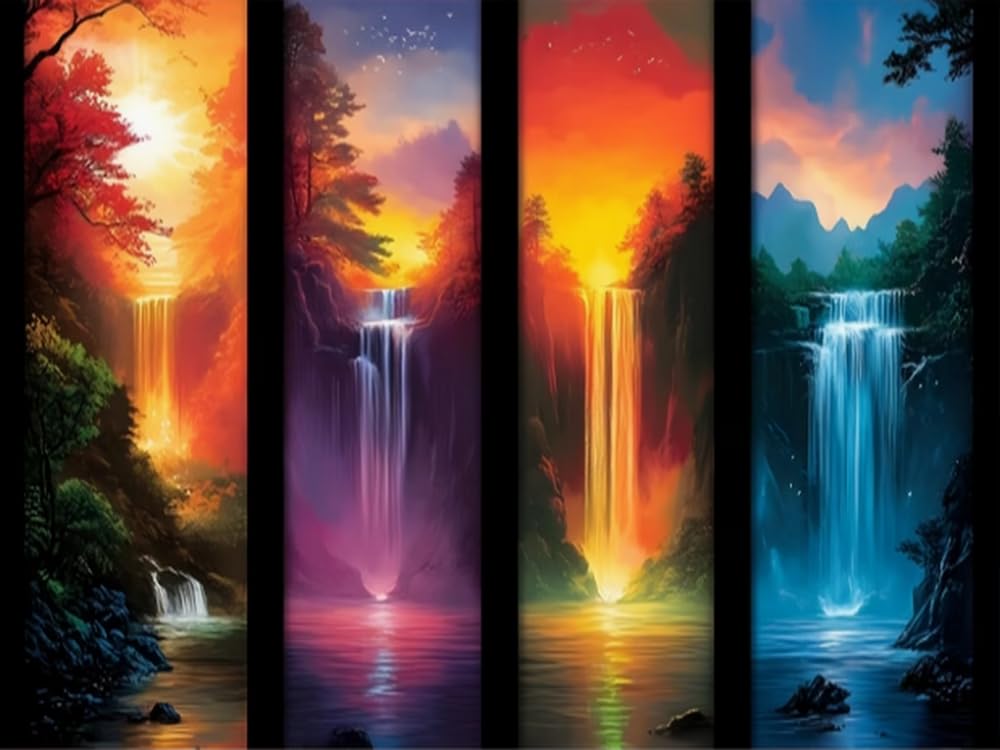GLTEYACO 5D Diamond Painting Diamond Art Kits DIY Adult Beginner Diamond Crafts Home Wall Decoration Colorful Waterfall 40x50 cm