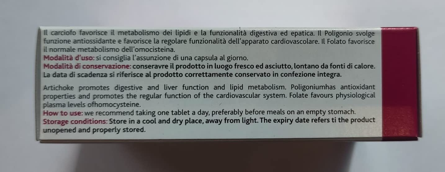 Dislicol Integratore Alimentare di Riso Rosso Fermentato (monacolina K), Policosanoli, Acido folico, Estratti di Carciofo e Poligonio (resveratrolo), utile per il controllo del colesterolo - 30 caps