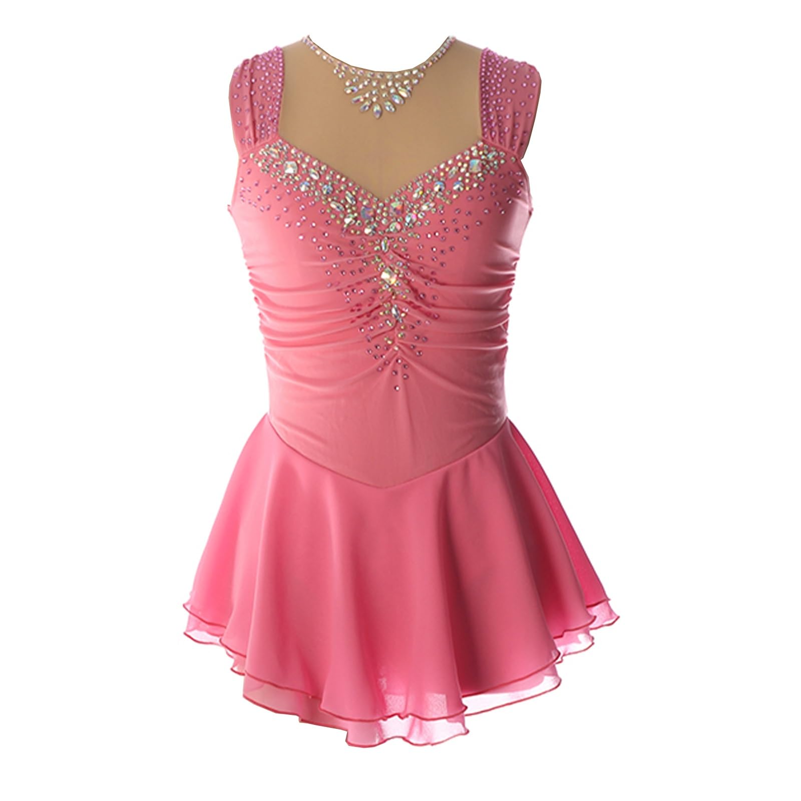 Vestido de patinaje artístico for niñas elegantes trajes de baile de retazos de competición for mujeres con diamantes de imitación brillantes