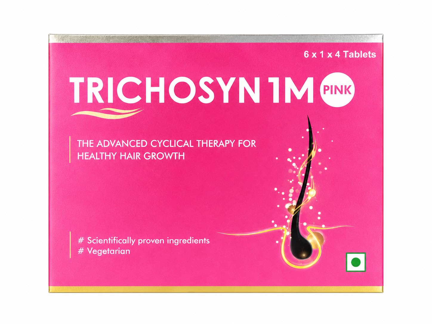 trichosyn 1m pink # advanced cyclical therapy kit for healthy hair growth support 24 tablets (6 x 1 x 4 tablets)