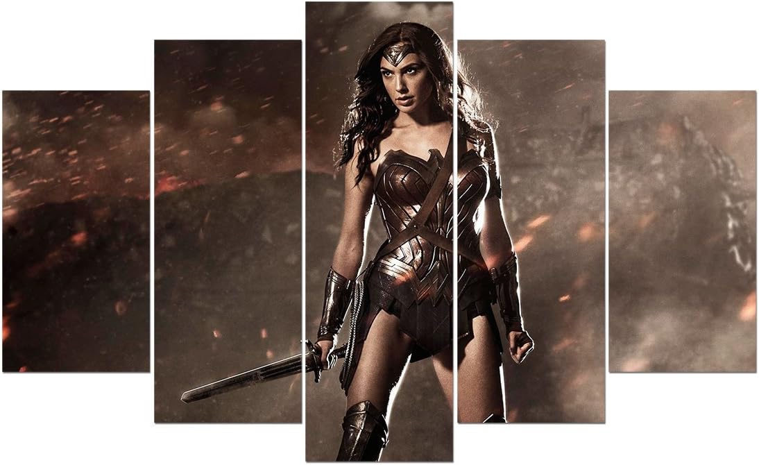 LMPTART(TM 60x36 inches Print Wonder Woman in Batman v Superman Film Movie Poster Picture Living Room Decor Home Decor Wall Art Picture Print Painting on Canvas Art Framed Painting Ready to Hang Wall