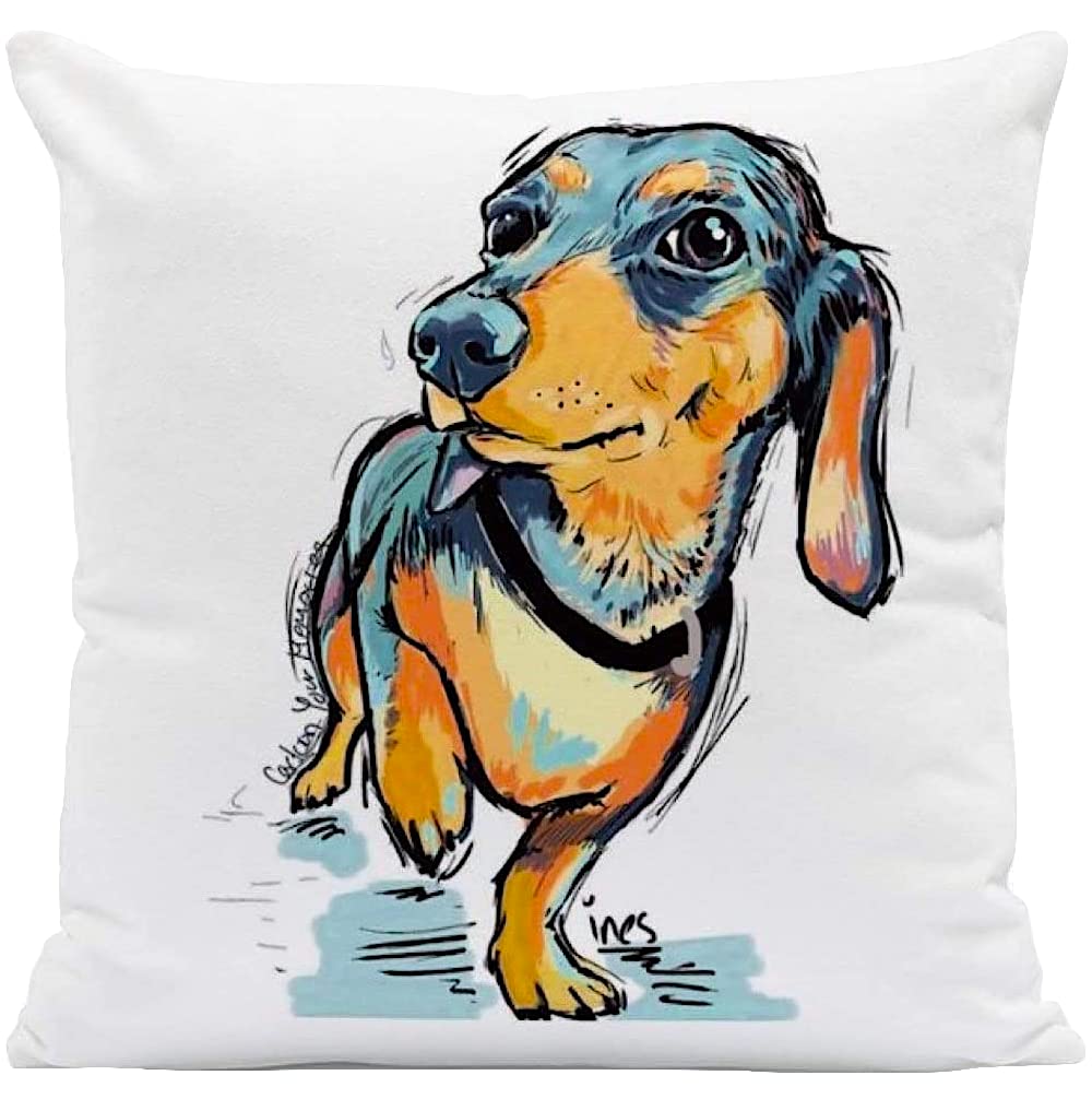 The Beach Stop Decorative Dachshund Dog Scatter Cushion Cover | Home Decor Inspo | Gift Idea for Sausage Dog Lovers | 45x45cm 18x18” | Dachshund Black & Brown