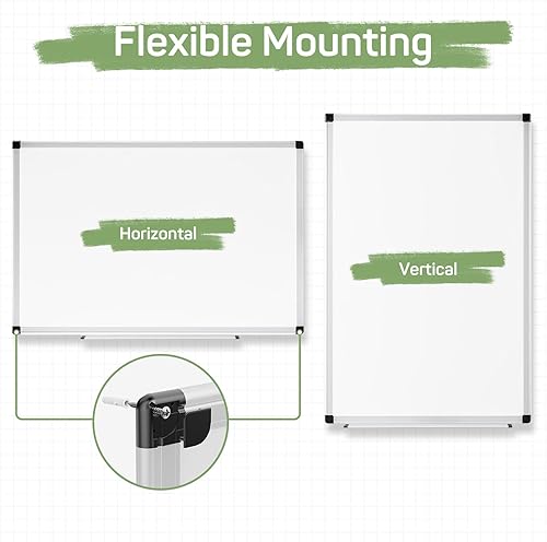 Miniatura 4 de Pizarra blanca magnética de borrado en seco de 36 x 24 pulgadas para el hogar, escuela, oficina, marco de aluminio plateado