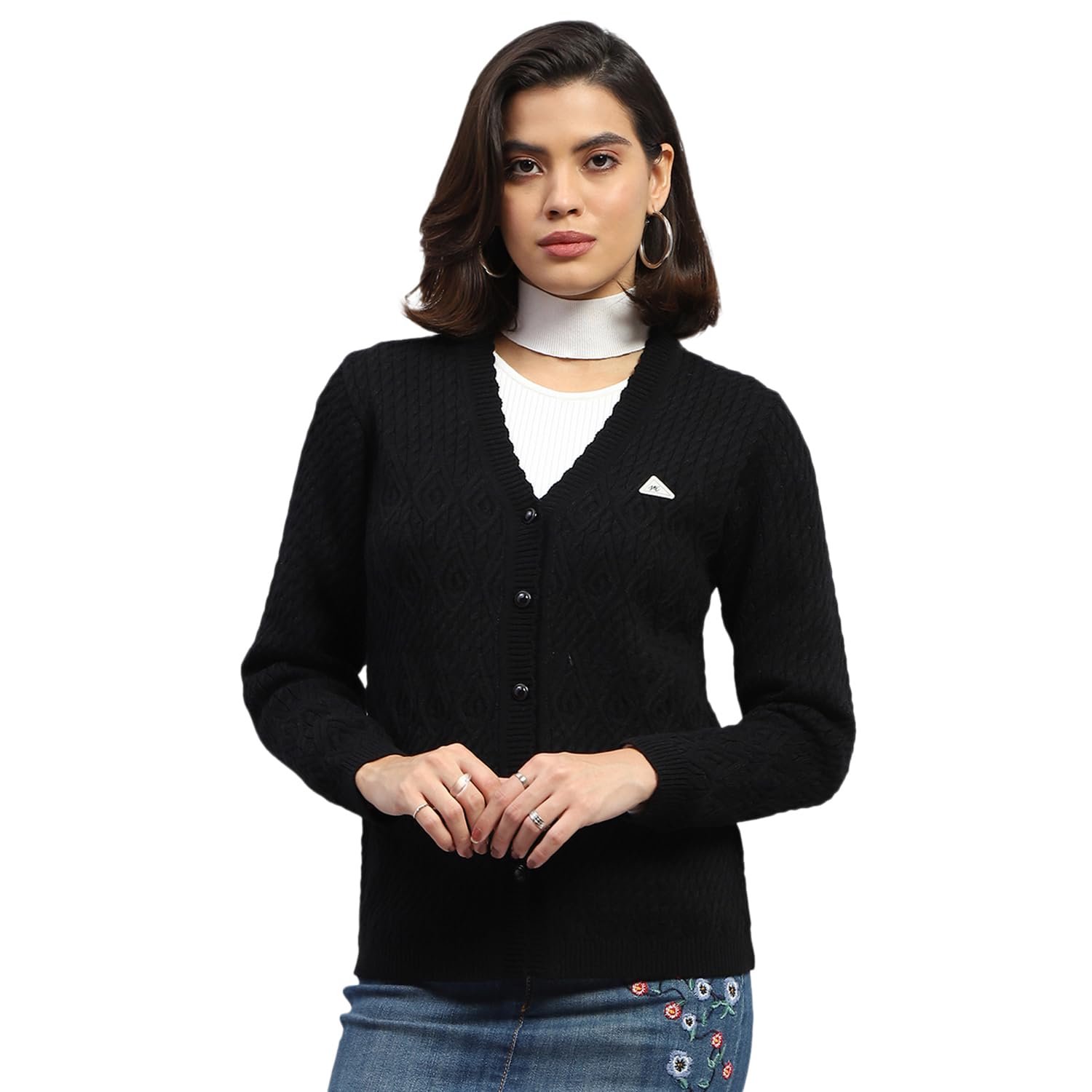 monte carlo Womens Self Design V Neck Full Sleeve Cardigan (1243503VN)-picture-19