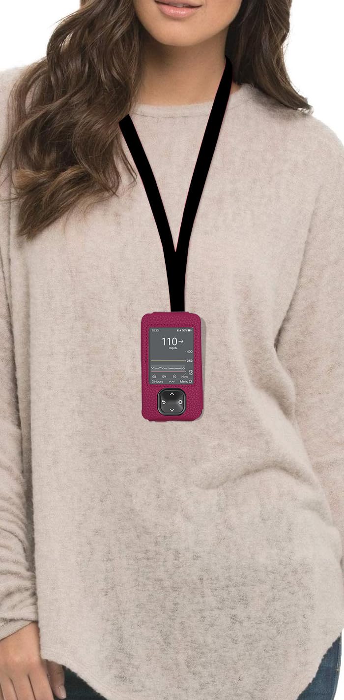 SNK Dexcom G7 / G6 Receiver Fitted Leather Case W/Screen Protector & Lanyard (Black)