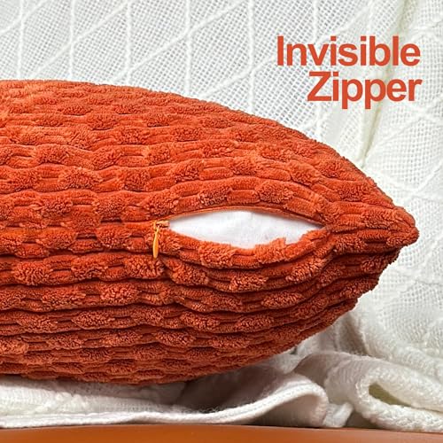 Set of 2 18x18 Burnt Orange Boho Throw Pillow Covers for Living Room and Couch Décor
