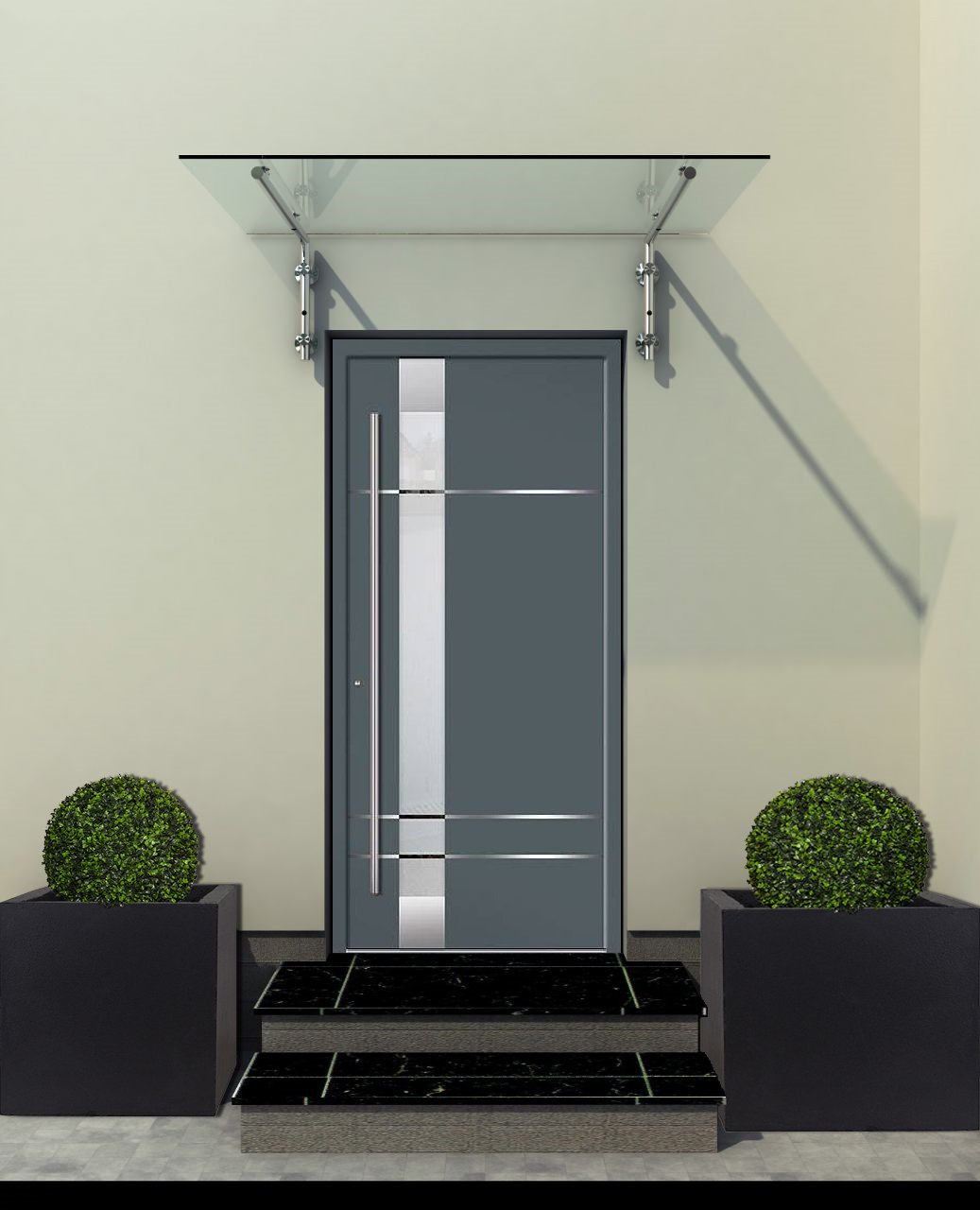 Glaszentrum Hagen - Glasvordach Vordach Pavillion Türvordach Markise Haustürvordach VSG-Glas inkl. Edelstahlhalter (Typ - L, 200x90cm)