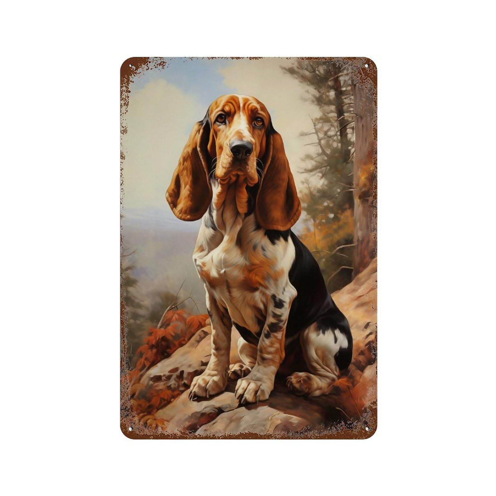 Basset Hound Retro Metal Sign 11.8"x7.9", Classic Wall Plaque for Basement, Hobby Room And Garage Decor