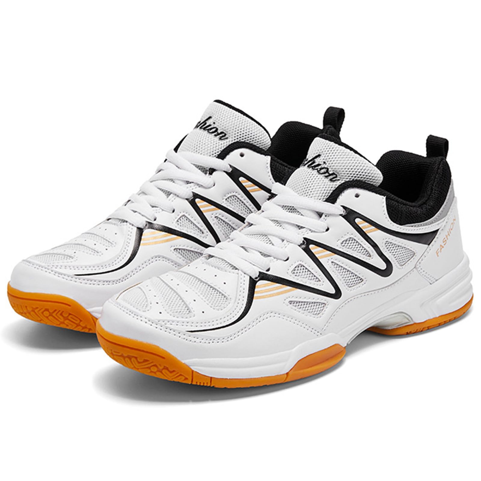 Zapatillas De Tenis Bádminton para Hombres Zapatos De Entrenamiento En La Corte Interior Anti-Slip Liviano para Voleibol De Calabaza De Raqueta,Blanco,42 EU