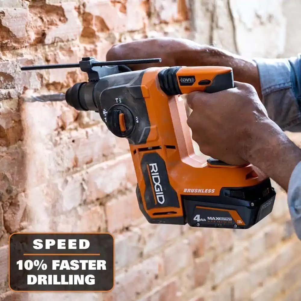 RIDGID 18V Brushless Cordless 1 in. SDS-Plus Rotary Hammer (Tool Only) (Renewed)