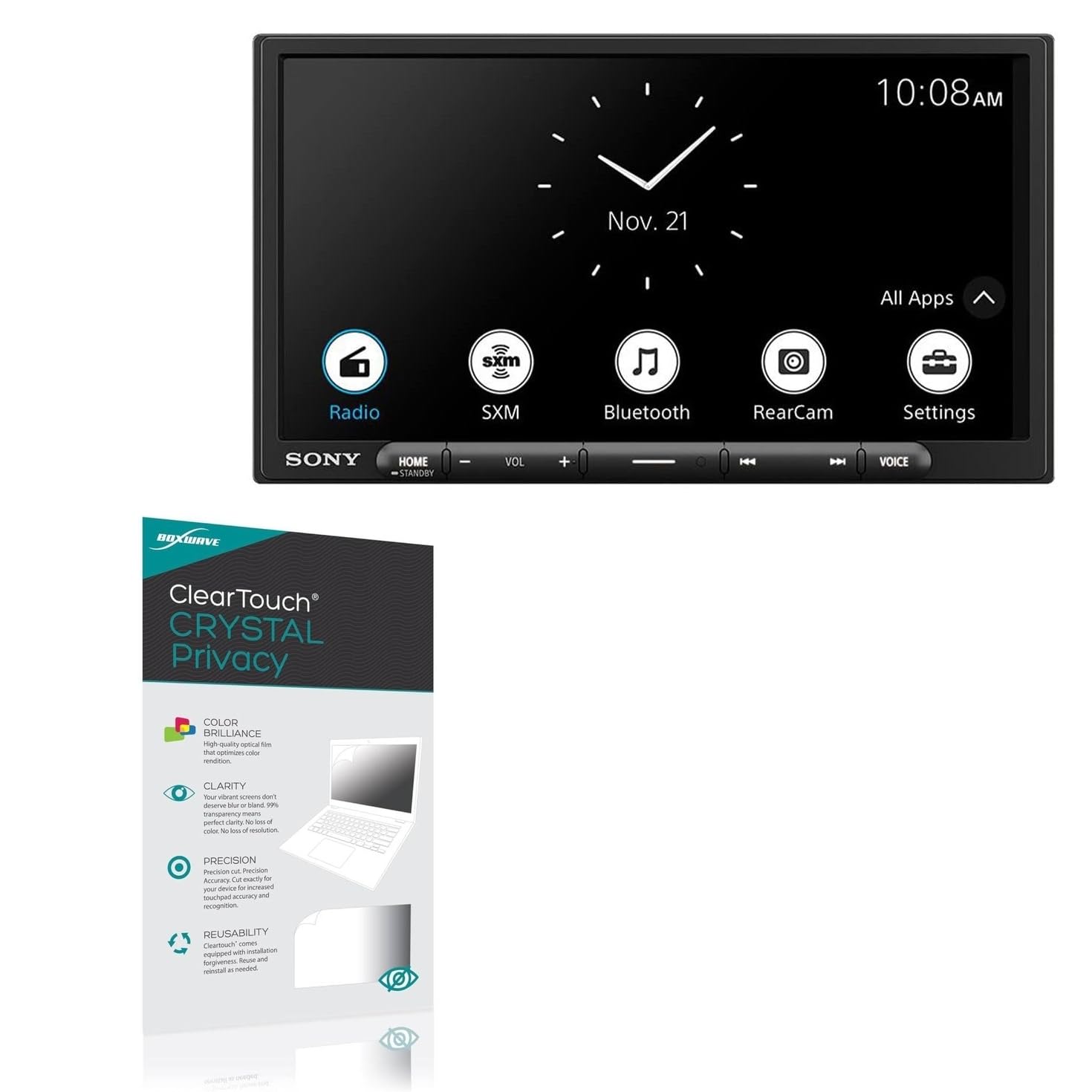 BoxWave Screen Protector Compatible with Sony XAV-AX6000 - ClearTouch Crystal Privacy (2-Pack), Privacy Screen Protector Flexible Film Clear