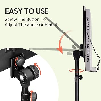 CAHAYA Sheet Music Stand Adjustable Height Portable with Carry Bag Metal | Dual-use with Desk Support Converts Into Desktop Stand Folding Home Travel Class Performance 3167 in Height Adjust