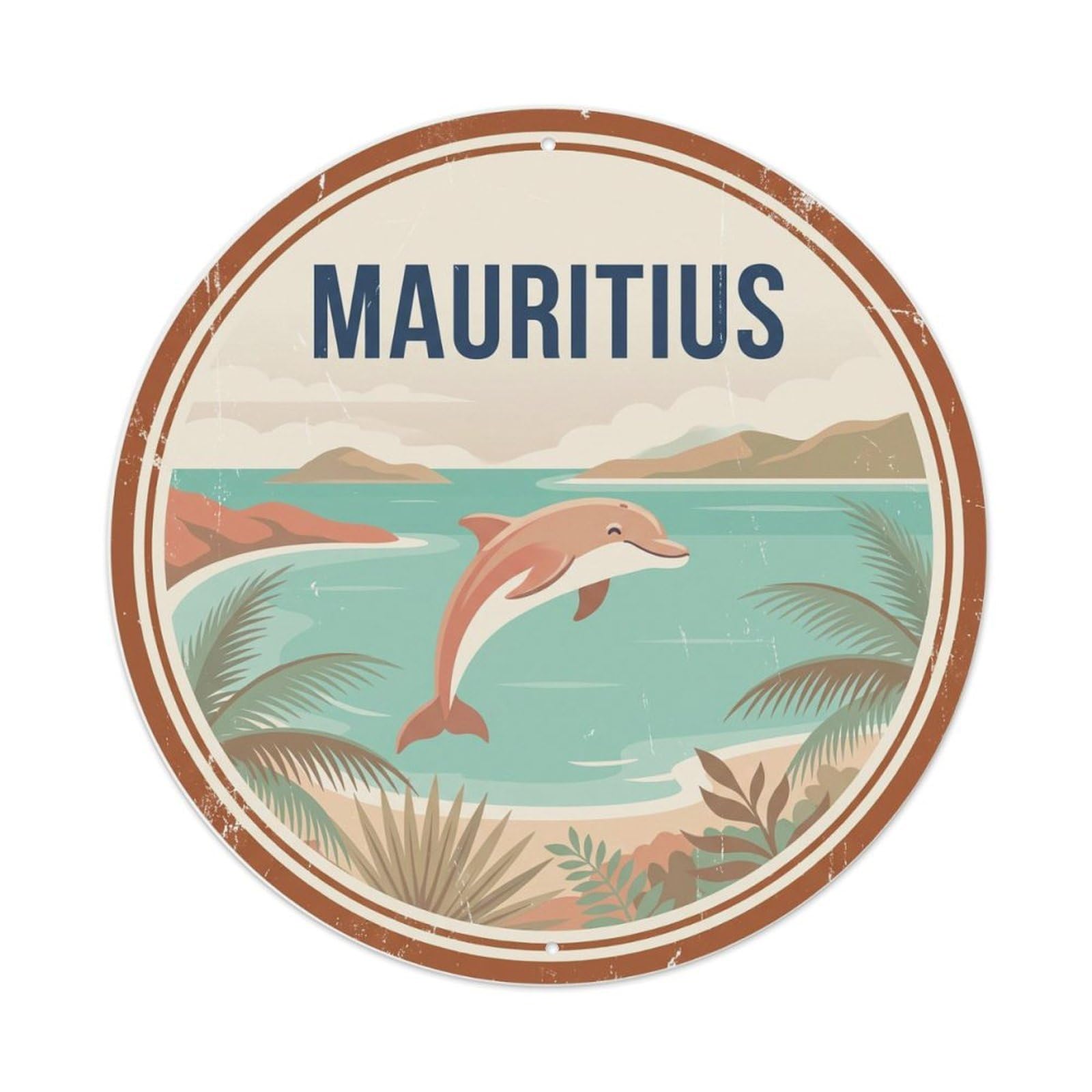 Mauritius Dolphin Bay Lagoon Metal Tin Sign