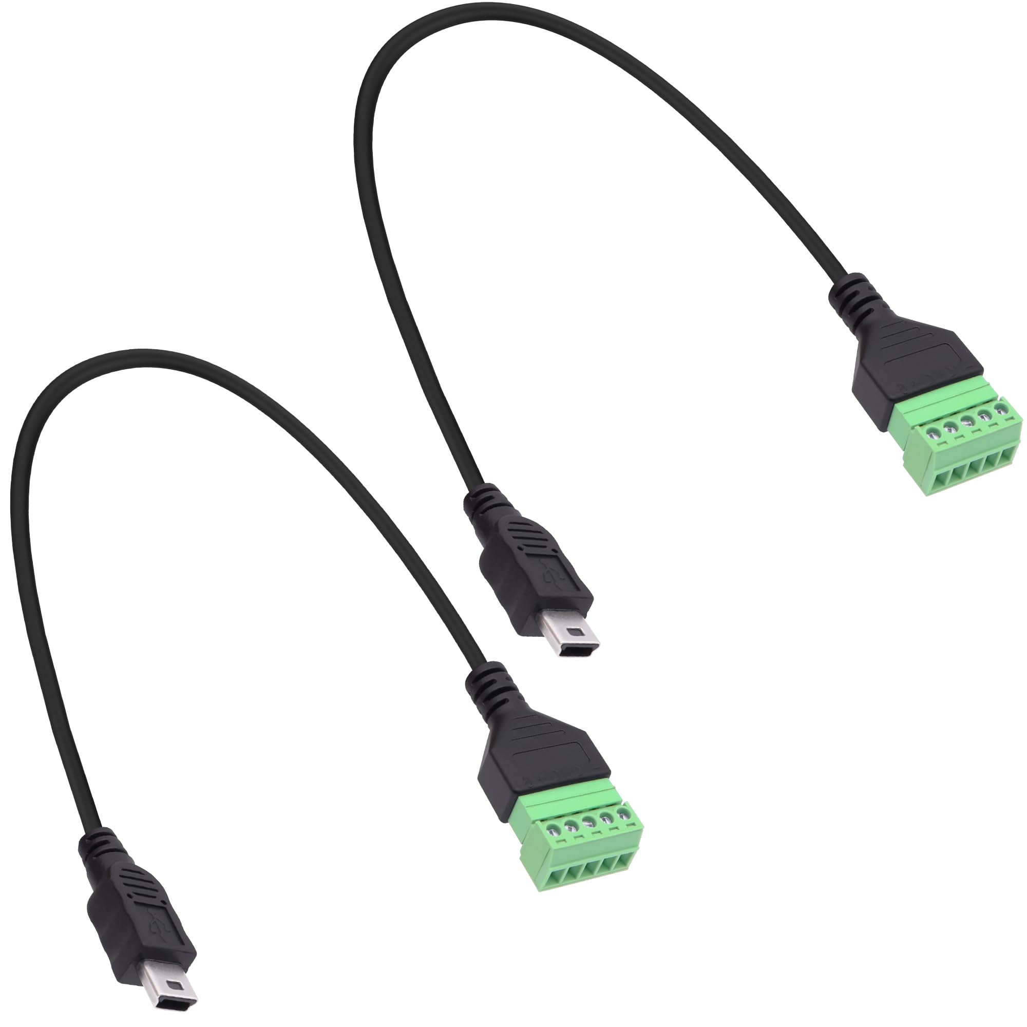 YARCHONN Mini USB Schraube Anschlussblock Steckverbinder Kabel Mini USB Stecker auf 5 Poliger Lötlose Anschlussblock Adapter Kabel Steckbar Typ Konverter Verlängerungskabel für Reparatur-30cm-2pcs