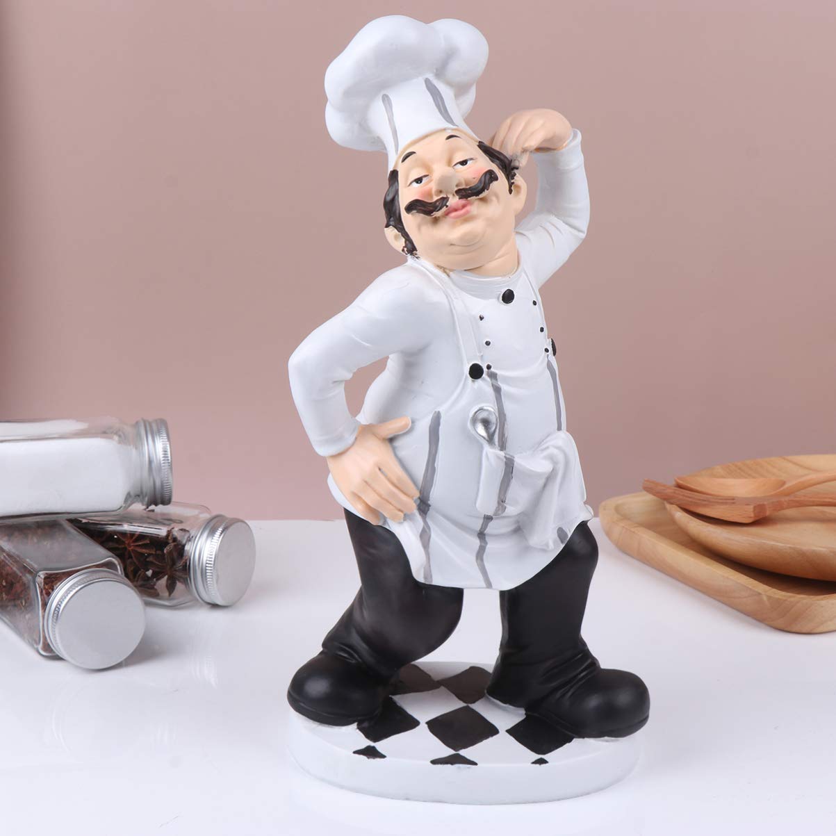 Statua Chef in Resina Ornamento Chef per Cucina Decorazione da Tavolo per Casa Ristorante