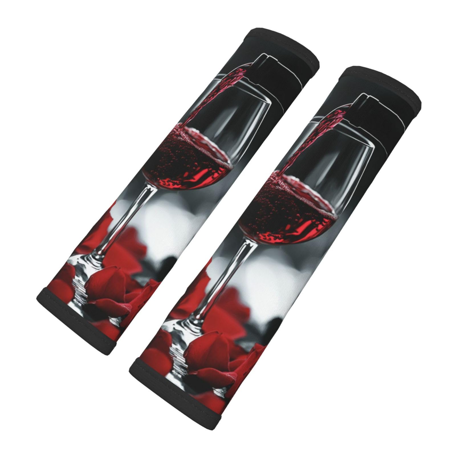 Red Wine Bottle and Rose Car Seat Belt Cover 2 Pack Seatbelt Strap Shoulder Pad Protector Universal Comfort for Car