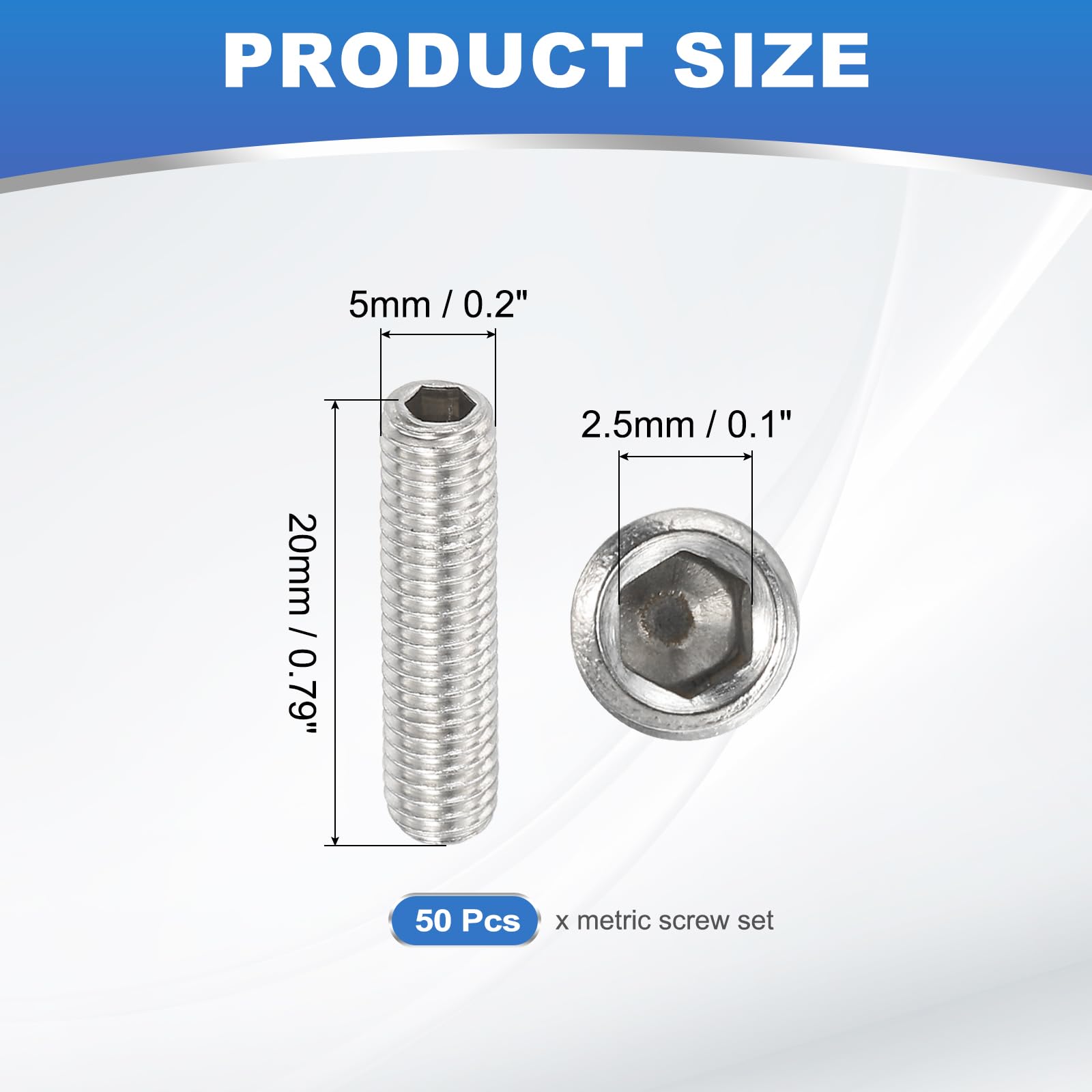 PATIKIL 50 Pcs Hex Socket Grub Screw - Image 2