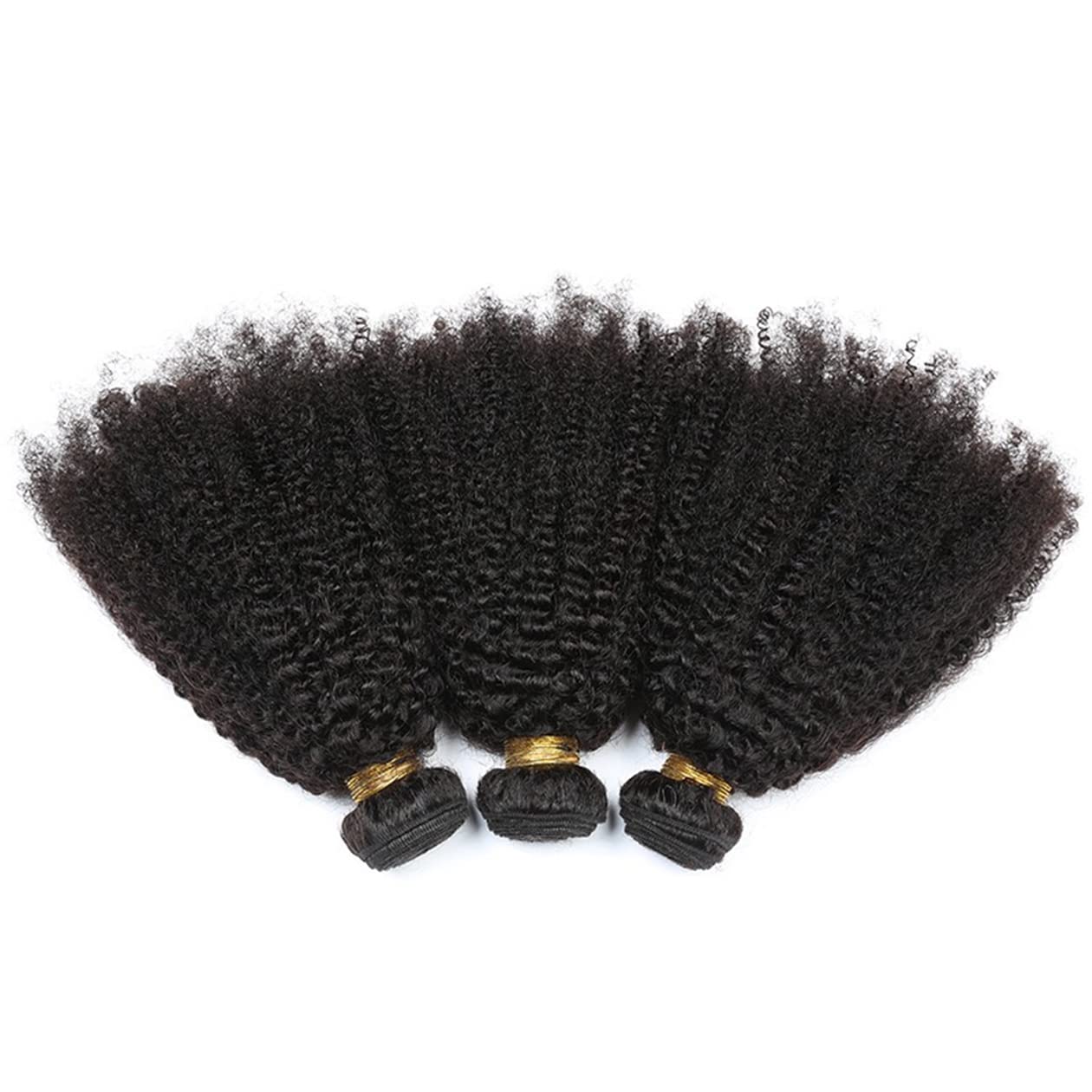 Hair Replacement Wigs Kinky Curly Virgin Human Hair Extensions Weft 100g/Bundle Real Brazilian Remy Hair Tight Afro Curly Natural Black For Women 20" Unprocessed