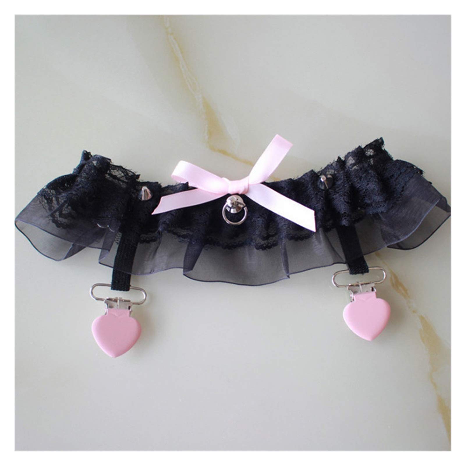 Chaussettes de cuisse avec anneau de cœur et cercles de dentellependants nœud papillon