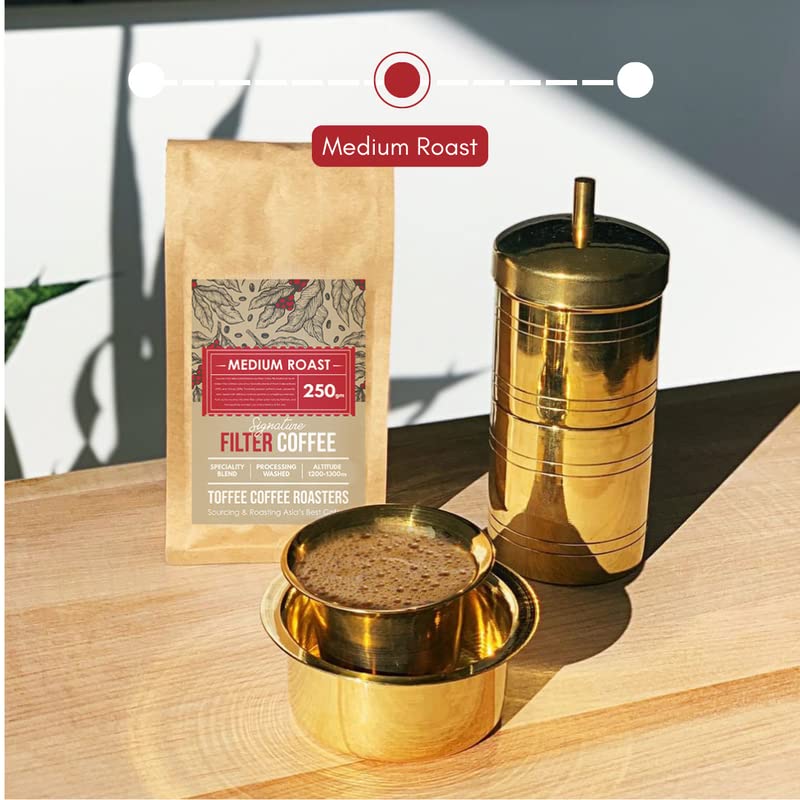 Image of Toffee Coffee Roasters | South Indian Traditional Filter Coffee Bag | Medium Dark Roast Grounded Coffee | Blend Of 70% Arabica And 30% Chicory | Freshly Roasted Coffee- 250 Gms