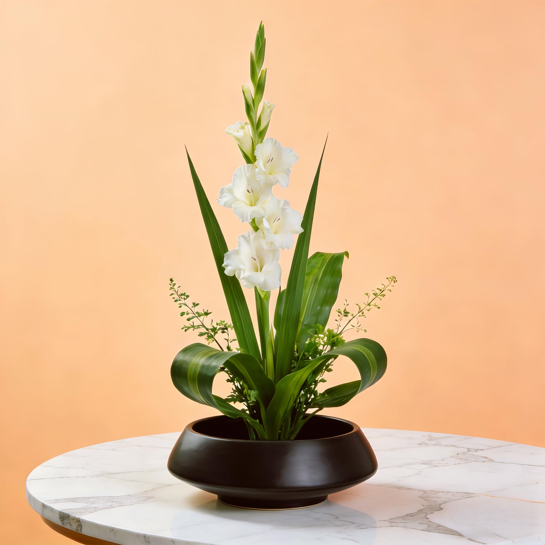 Keramik-Blumentopf-Blumenarrangement-Set, Japanisches Ikebana-Blumen-Kunstbedarf, handgefertigte Blumenschale, dekorative Blumenvase für Tafelaufsätze (groß, schwarz)