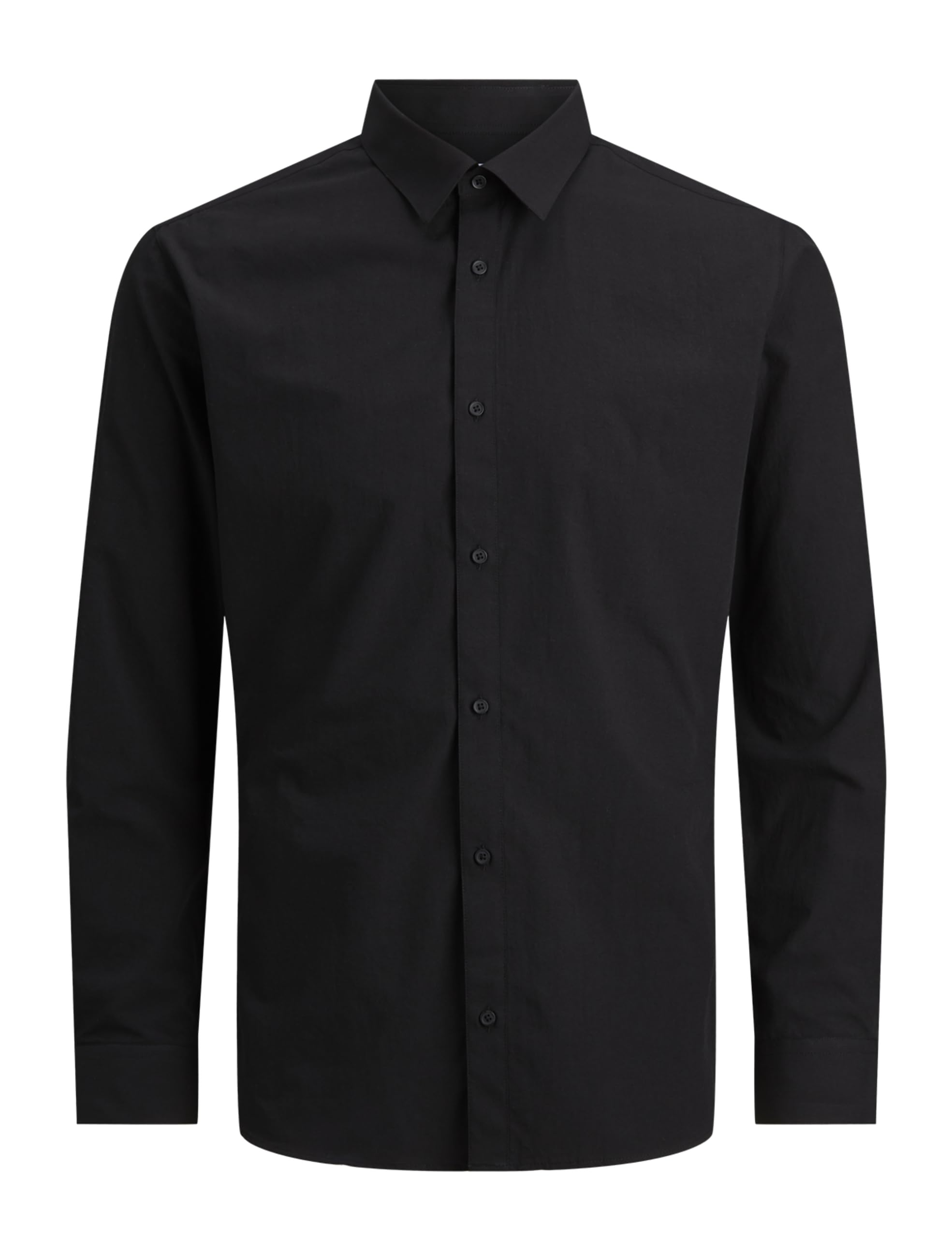 JACK & JONES JJJOE LS Plain Shirt, czarna, L, czarny, L