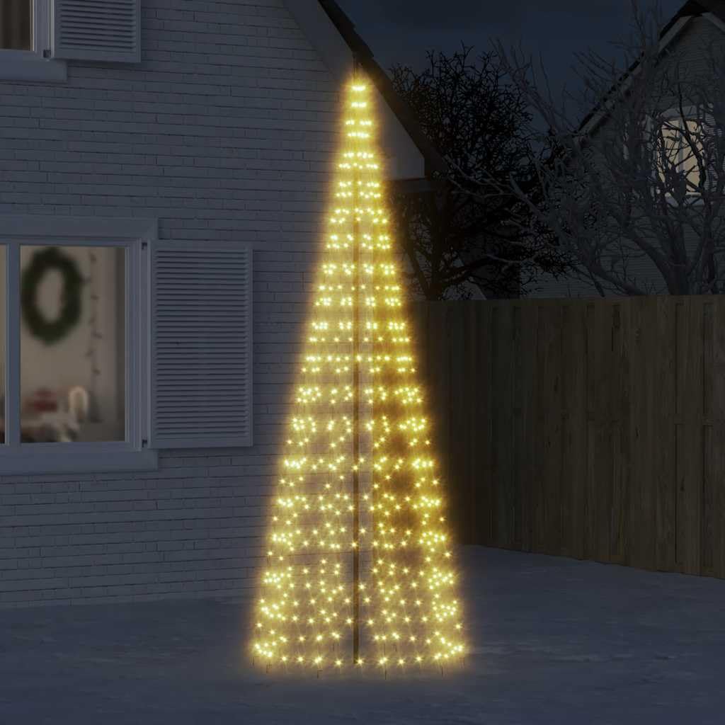 LED-Weihnachtsbaum 550 LEDs Warmweiß 300 cm Kupfer Eisen mit 8 Lichteffekten, energiesparend, wasserdicht IP44, für Fahnenmast, Garten, Balkon, Terrasse, festliche Weihnachtsbeleuchtung