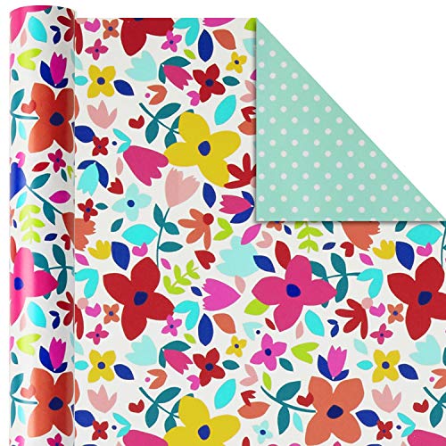 Hallmark All Occasion Reversible Wrapping Paper (Feminine Florals, Pack Of 3, 120 Sq. Ft. Ttl.) For Birthdays, Bridal Showers, Baby Showers, Mothers Day And More #TOP4