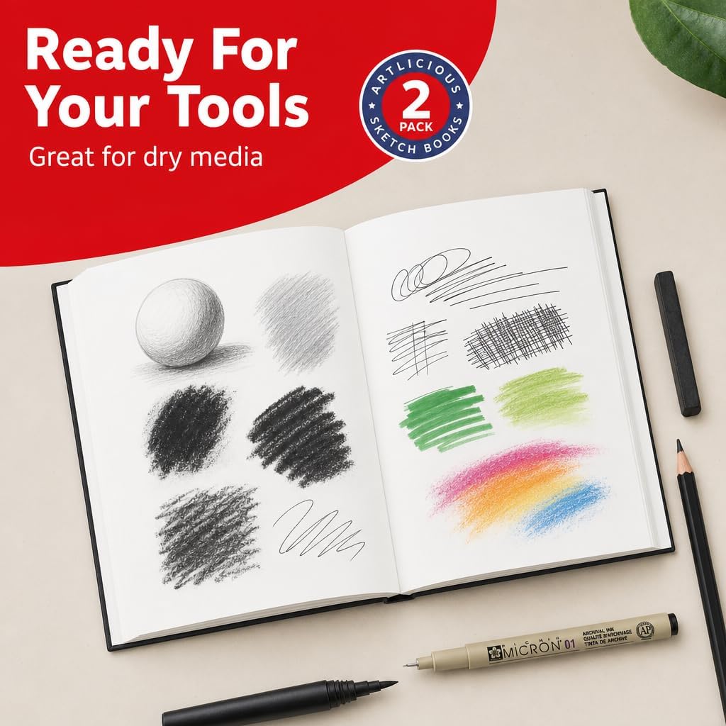 Hardcover Sketch Book 5.5"x8" 2-Pack – 110 Sheets 120gsm view 4