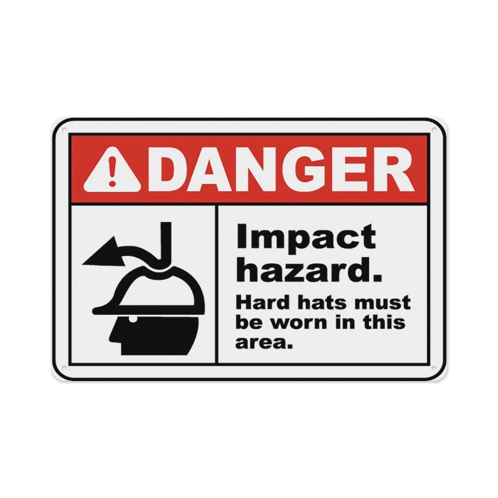 peiyeety Hard Hats Must Be Worn In Area Sign Aluminum Tin Warning Signs For Home Outdoor Garden 8X12 Inches