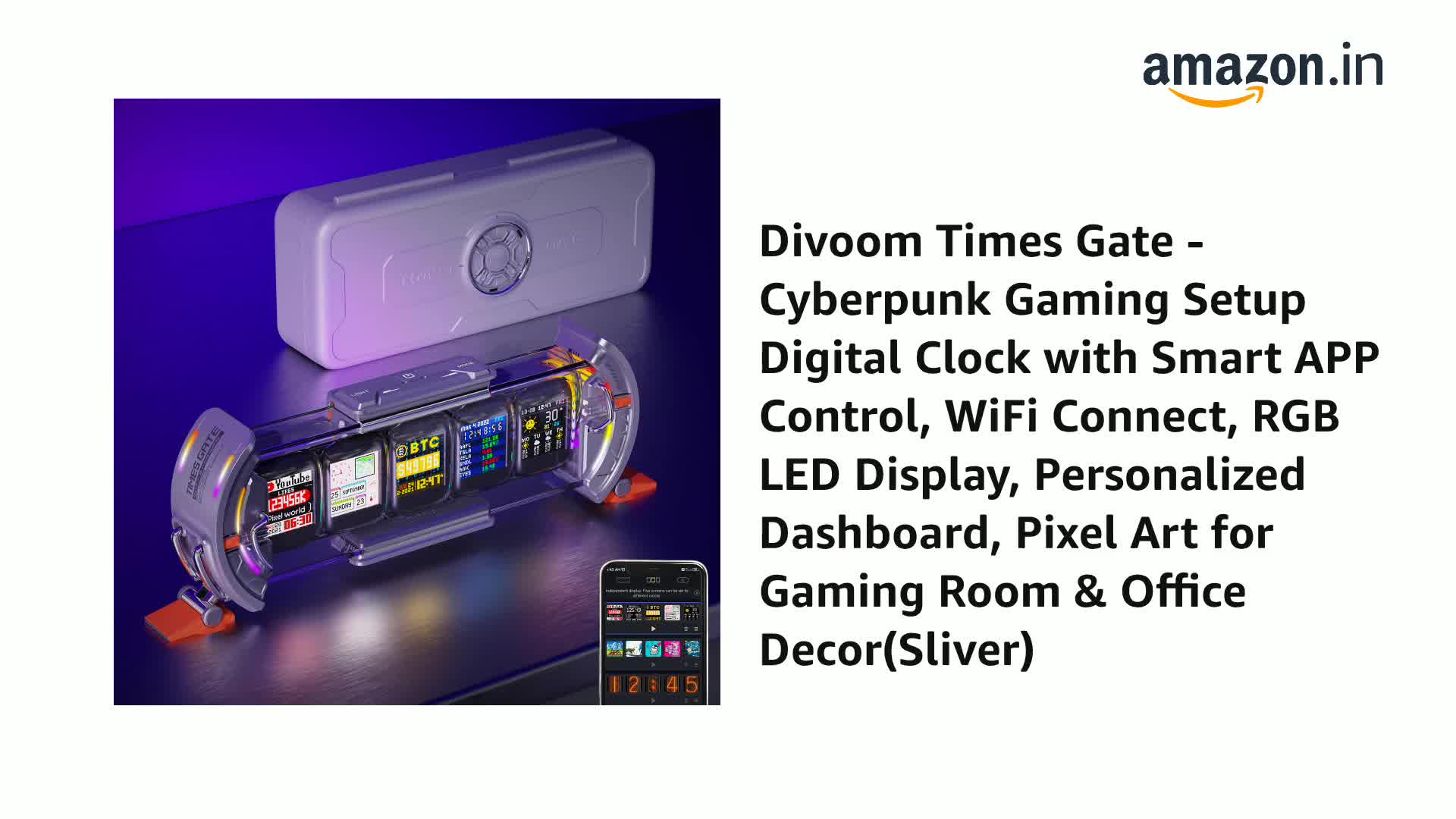 Buy Divoom Acrylic Times Gate Cyberpunk Gaming Setup Digital