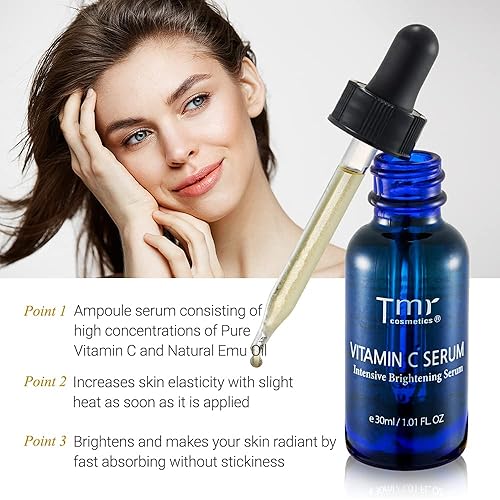 Miniatura 2 de TMR suero de vitamina C para la cara - suero iluminador de la piel con 12 de vitamina C puro aceite de linaza y emu hidrata ayuda a reducir la