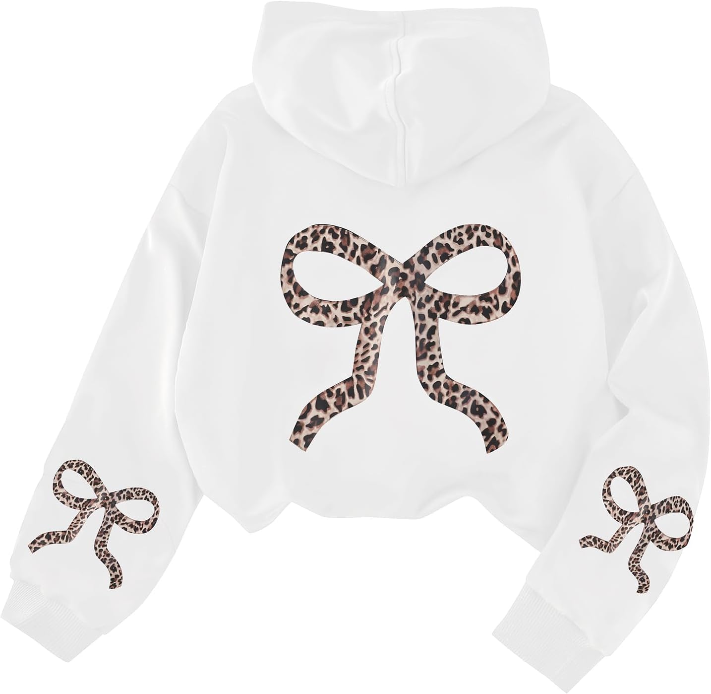 EXARUS Girls Bow Graphic Hoodies Oversized/Cropped Hoodie Teen Pullover Long Sleeve Hooded Sweatshirt Casual Preppy Cute