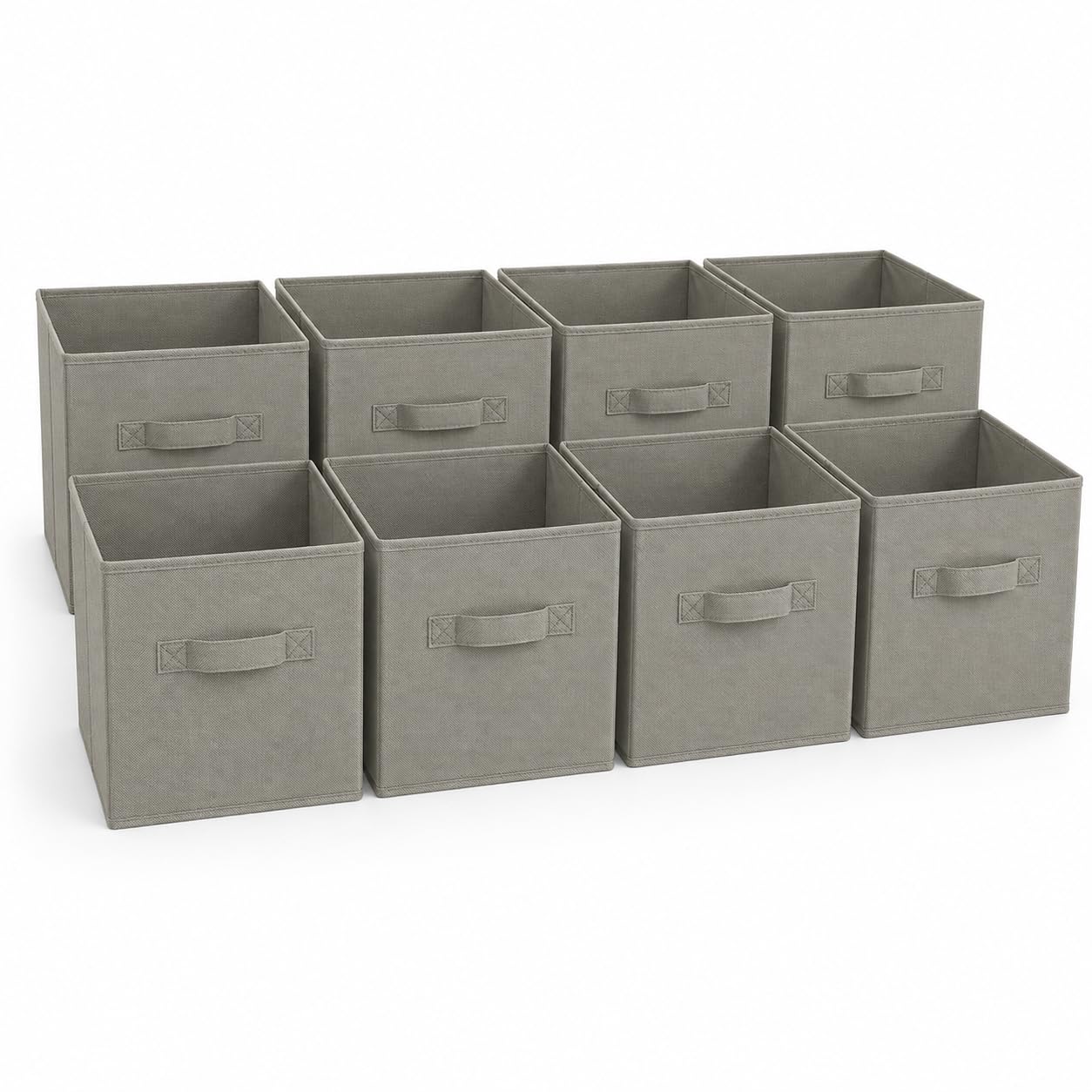 LN COZY CORNER Foldable Cube Storage Boxes with Handles, 27x27x28cm Fabric Organiser Baskets for Home, Office, Nursery, and Closet Organisation (Gery, 8-pack)