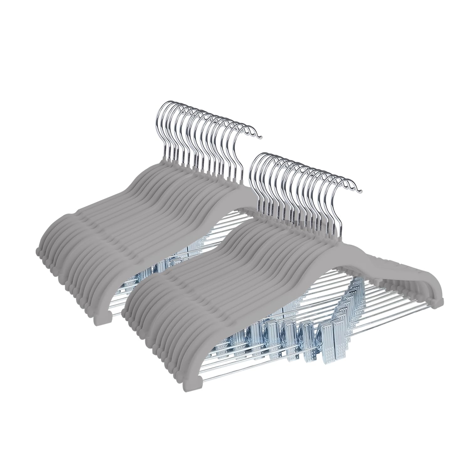 ManGotree Velvet Skirt Hangers with Movable Clips, Non-Slip Felt Trousers Hangers