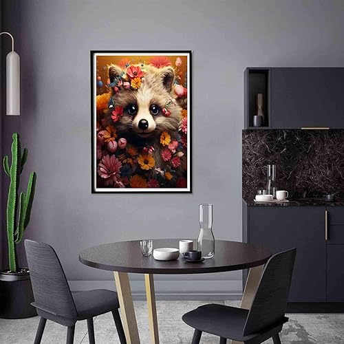 Miniatura 3 de Yomiie Kits de arte de diamantes 5D para adultos, pintura de diamante de oso pequeño, arte de animales, flores, kit de taladro redondo completo,