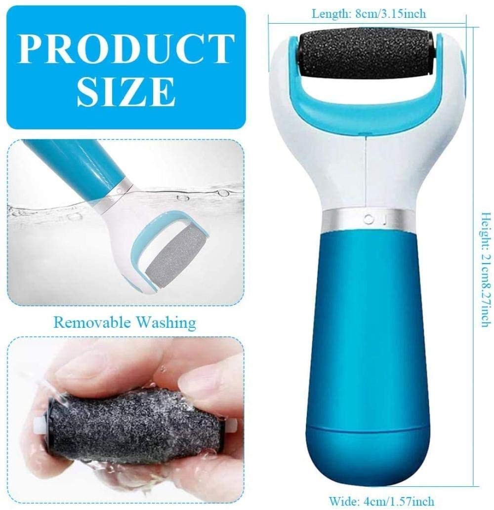 Removedor de callos eléctrico, lima de pies recargable por USB con 2 rodillos de piedra pómez mineral para piel muerta y eliminación de callos, herramienta de pedicura para pies lisos