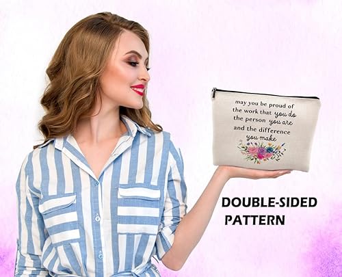 Miniatura 6 de Bolsa de cosméticos de maquillaje con texto en inglés «May You Be Proud of the Work You Do», regalos de agradecimiento para mujeres, bolsa de aseo