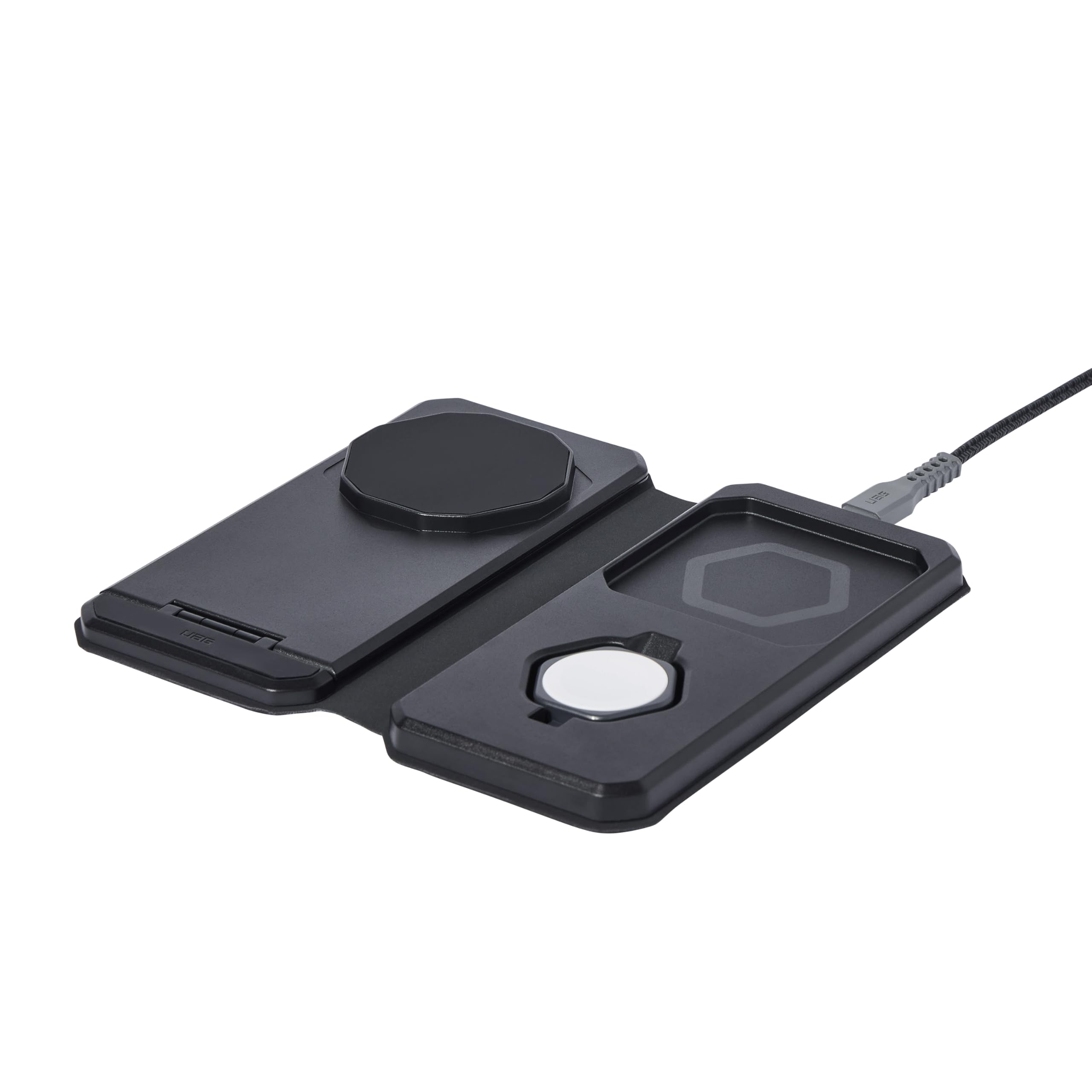 URBAN ARMOR GEAR SRGE Caricabatterie da Viaggio 3-in-1 | Caricabatterie wireless per iPhone/AirPods/Apple Watch | Magnetico