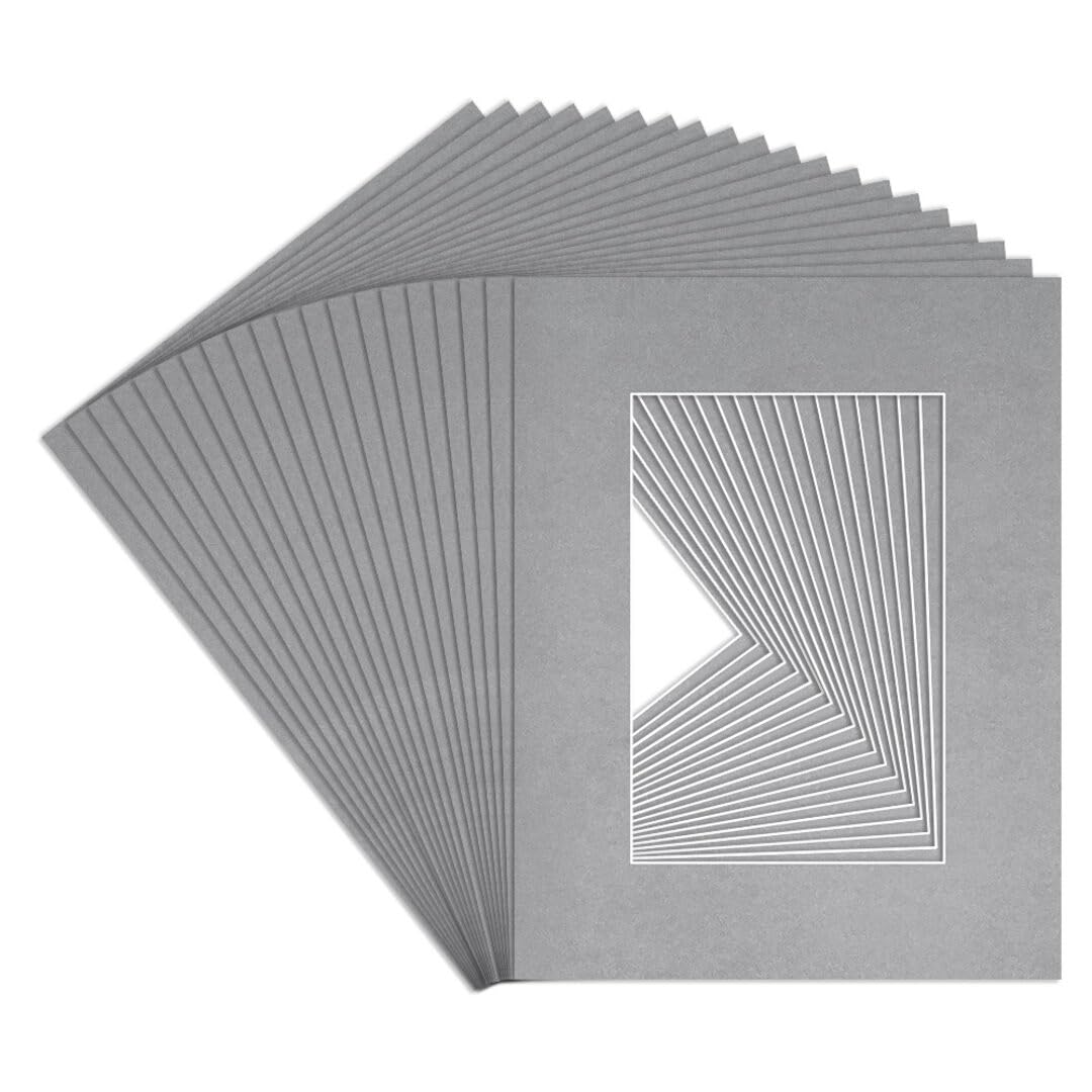 Procut Global 9x7" Silver Picture Mounts to Fit 6x4" Aperture - Precision Cut Cardboard Photo Mount - Ideal for Frames, Prints, Artwork & Certificates - Sizes & Colours Available - 20 Pack — image 1
