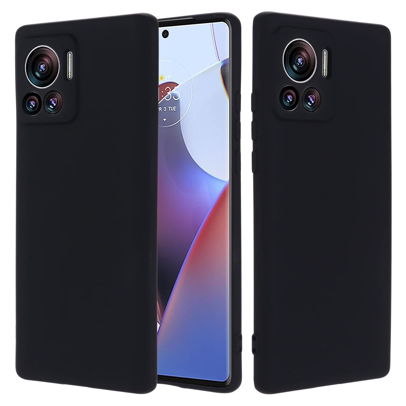 Motorola Edge 30 Ultra etui silikonowe z mikrofibrą, obudowa ochronna (Czarny)