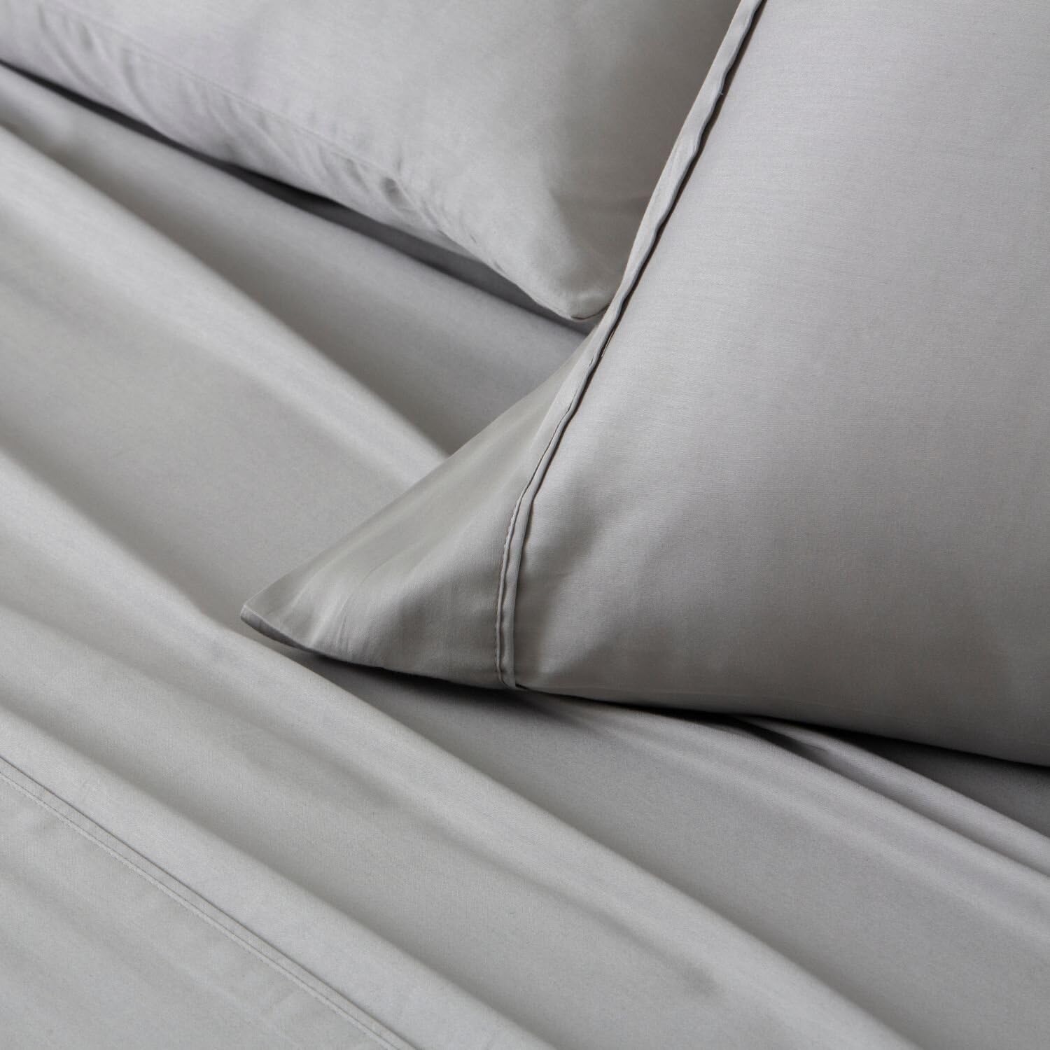 Burrito Blanco | Juego de Sábanas 100% Algodón 300 Hilos Cama 160 Gris | 4 Piezas: Bajera, Encimera y 2 Fundas | Tacto Satén | No Encoge | Larga Duración | Fácil Planchado | Apto Secadora