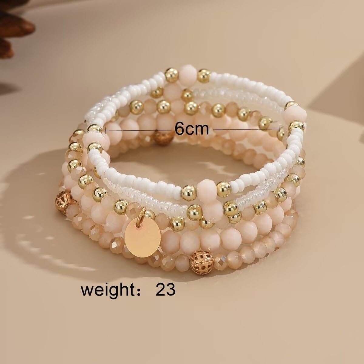 Zian Bohemian Stackable Beaded Bracelet Set for Women Colorful Adjustable Layered Bead Stretch Bracelets with Coin Charm Summer Beach Jewelry Gift - Image 8