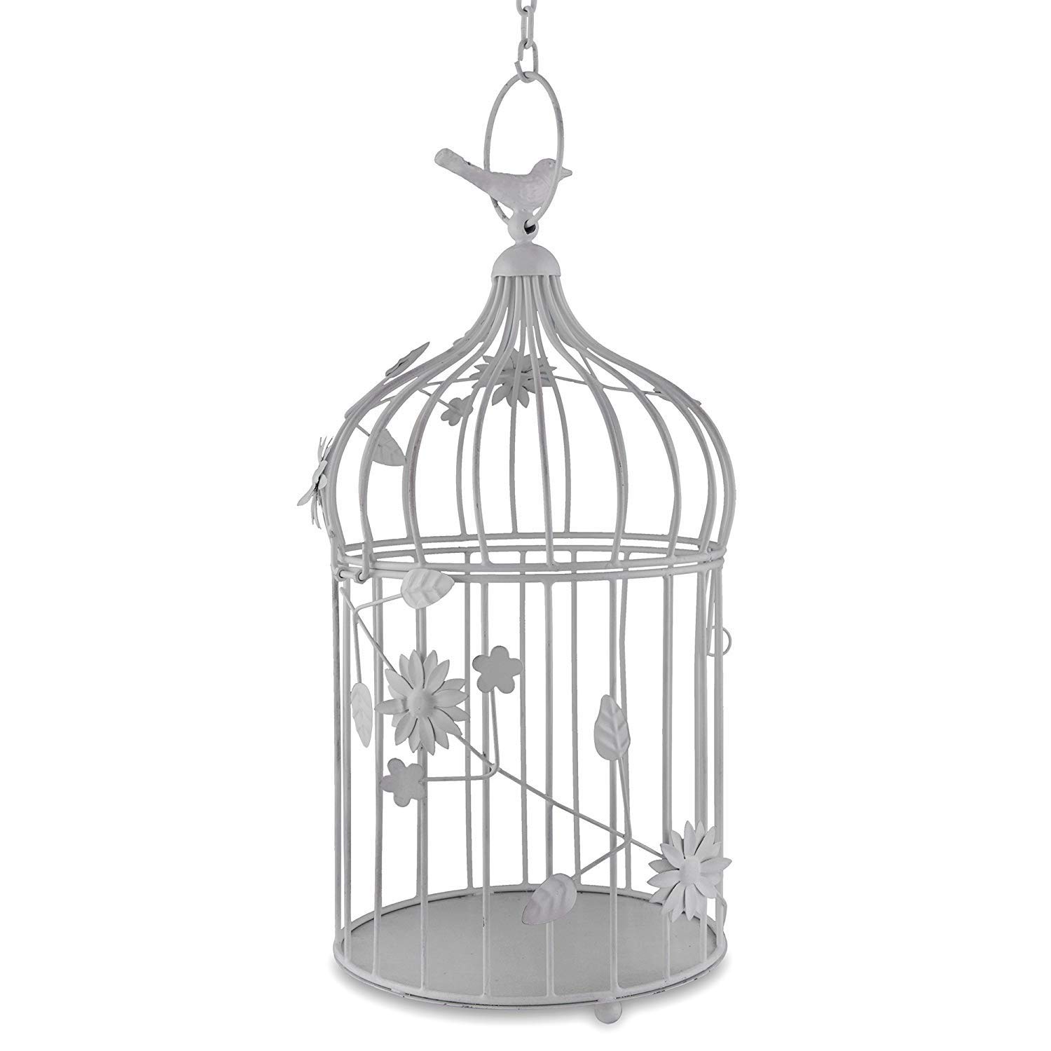 Homesake® White Hanging Cage with Floral Vine Large Single, with Hanging Chain,Decorative Tealight Candle Holder-image-29