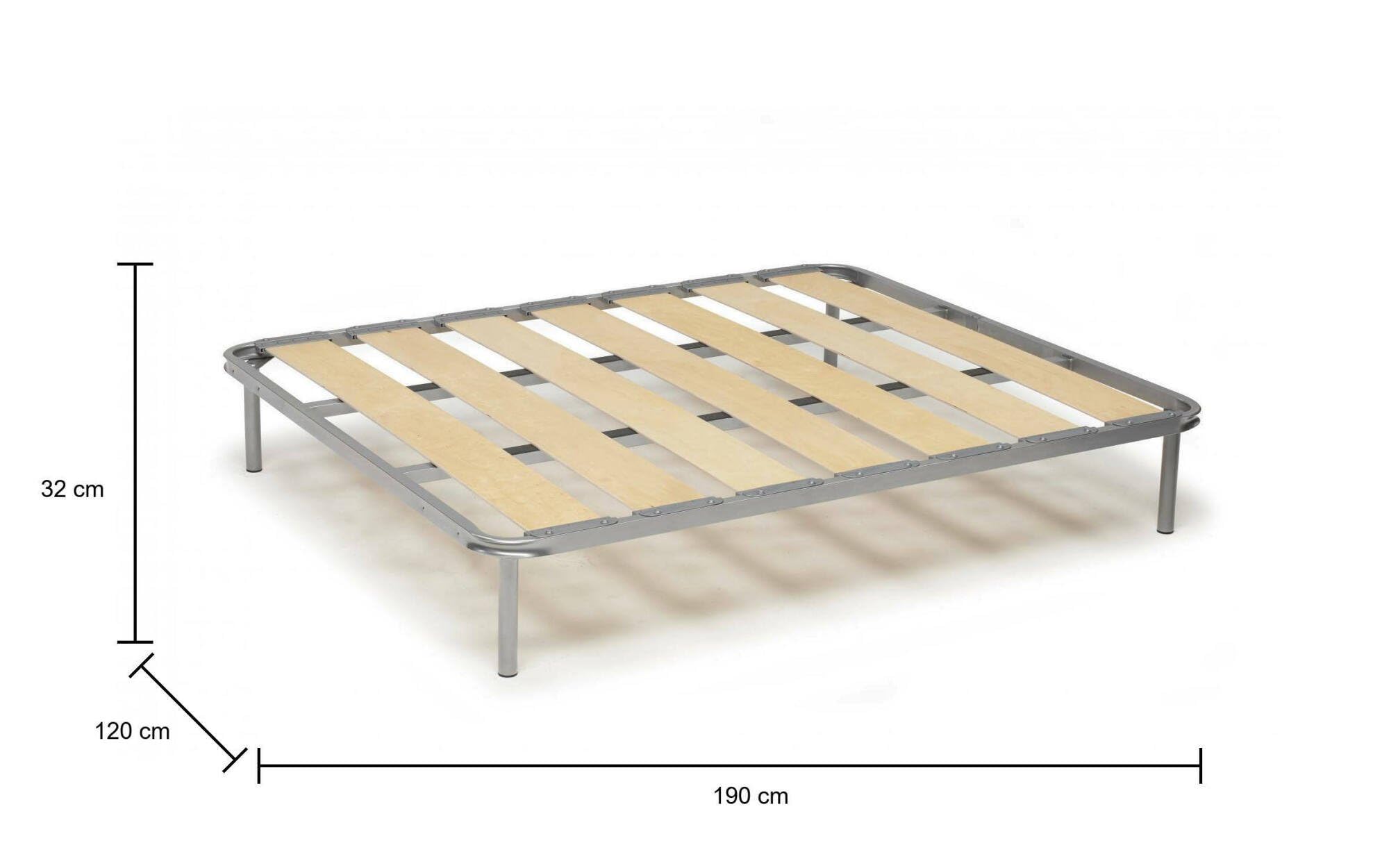Talamo Italia - Rete letto piazza e mezza Mariagiulia, Rete ortopedica a doghe larghe, 100% Made in Italy, Cm 120x190h 31