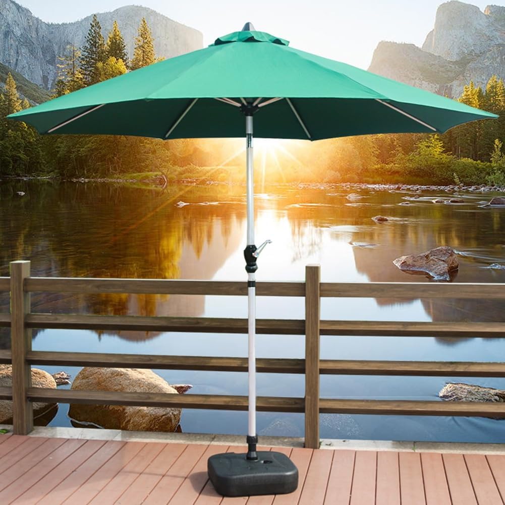 2.7m(9ft) Outdoor Patio Umbrella Market Umbrella with Push Button Tilt and Crank Polyester Table Umbrella for Garden/Deck/Backyard Without Base