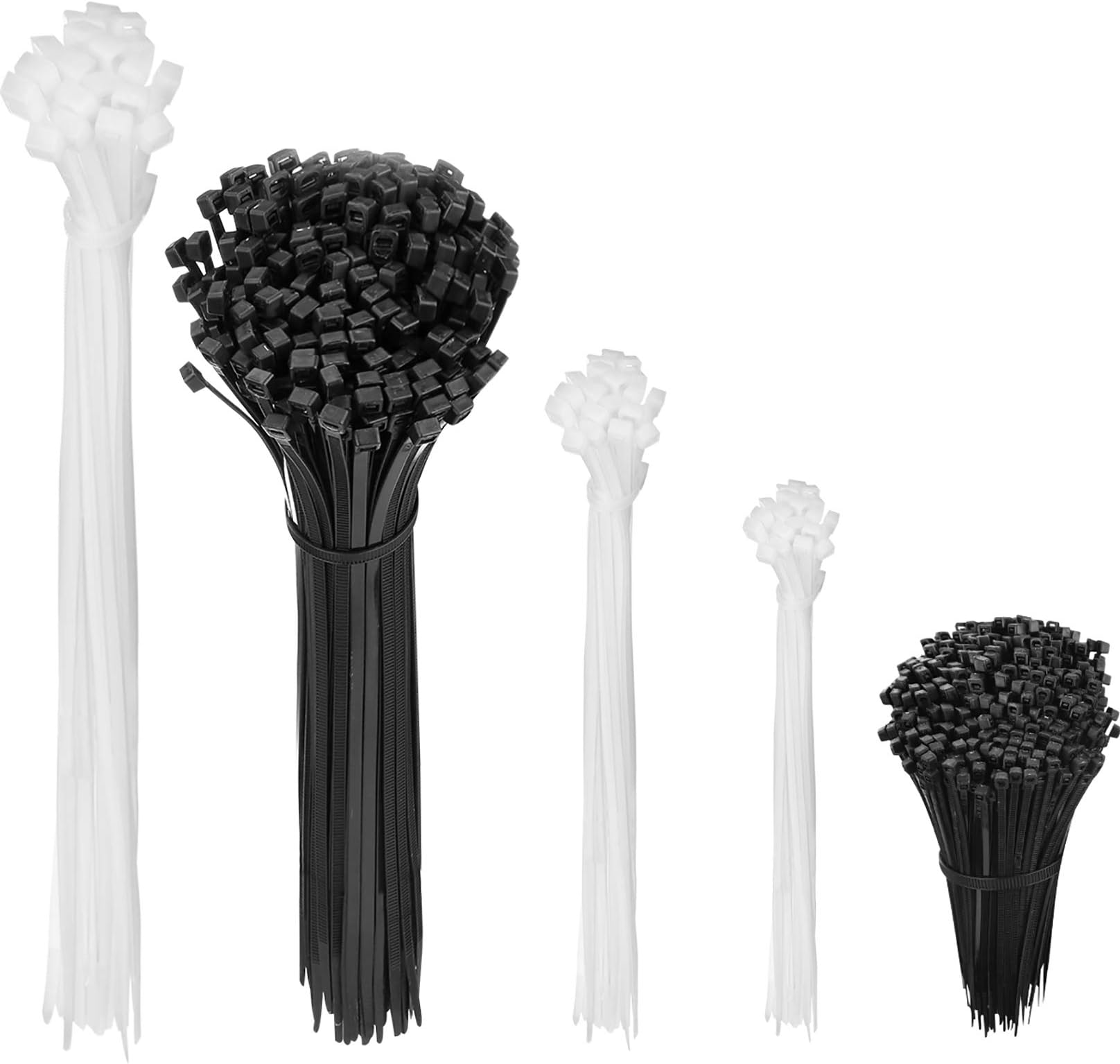 zip ties heavy duty with self-locking,YSeaWolf, 660 pack 4/6/8/10/12 Inch Multi-size, multi-color,Not easy to break and loose cable ties,UV Resistant zip tie，tie warps,plastic ties(black and white)