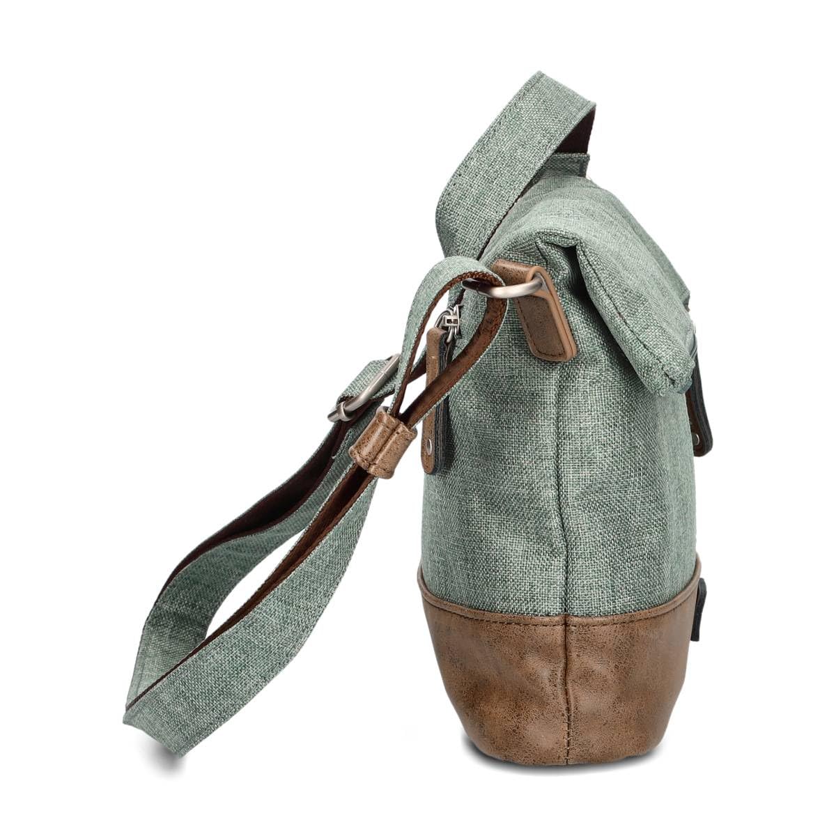 Zwei Damen Rolltop-Handtasche Olli OT6 Umhängetasche 2/4 Liter klassische Crossbody Bag wasserabweisend robust strapazierfähig Bicolor Design Schultertasche, hochwertig verarbeitet